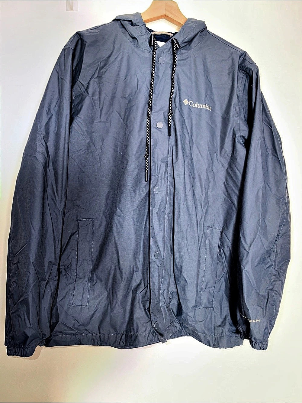 Columbia Omni-Tech Men’s Hooded Rain Jacket – Size M – Blue